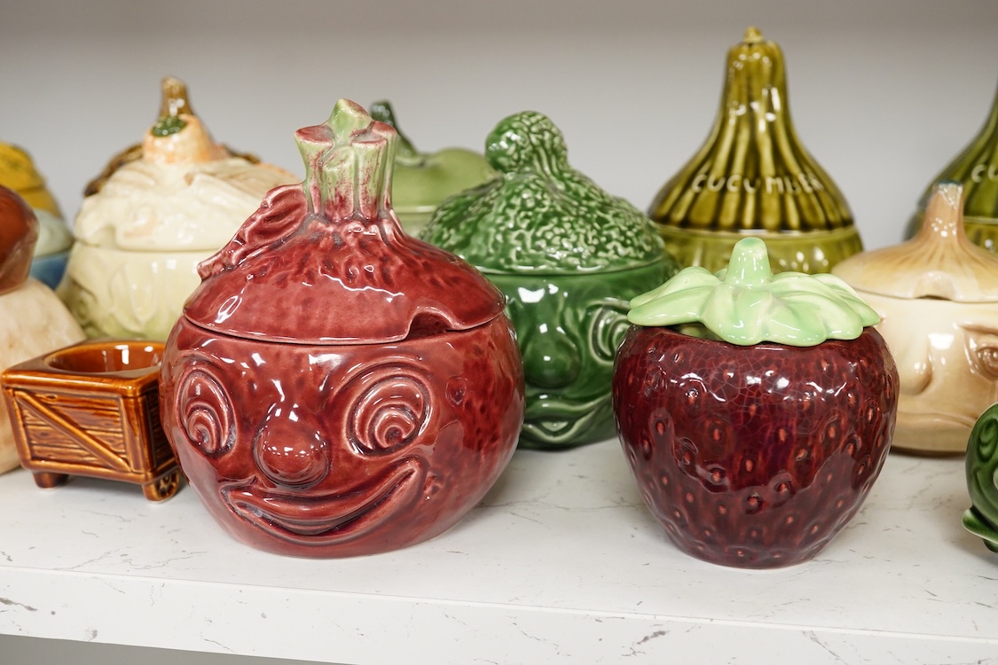 A collection of eighteen Sylvac vegetable pots and table accessories, largest 15cm high